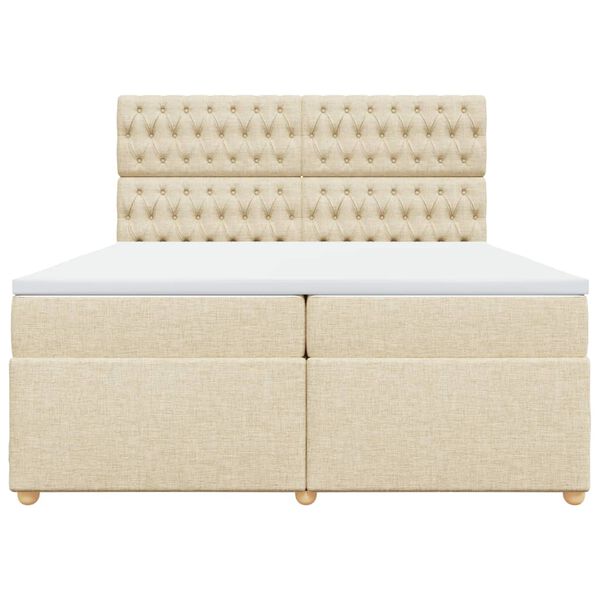 vidaXL Боксспринг легло с матрак, кремаво, 200x200 см, плат