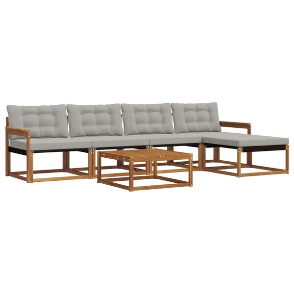 vidaXL Комплект дивани за открито 6 pcs Естествено и светло сиво