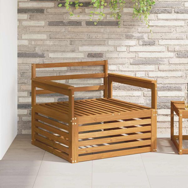 vidaXL 2 Брой Диван с подлакътници Солидно акациево дърво Естествен