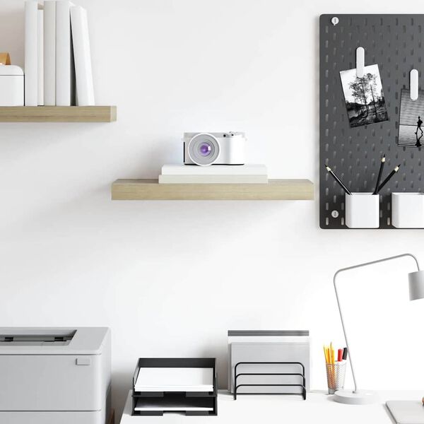 vidaXL Окачен стенен рафт, дъб, 50x23x3,8 см, МДФ