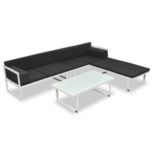 vidaXL Градински комплект с възглавници, 4 части, алуминий, черен