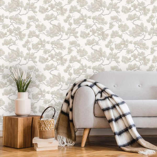 DUTCH WALLCOVERINGS Тапет борово дърво, бял