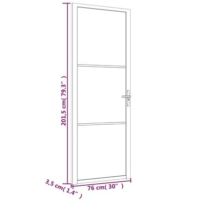 vidaXL Интериорна врата 76x201,5 см бяла ESG стъкло и алуминий