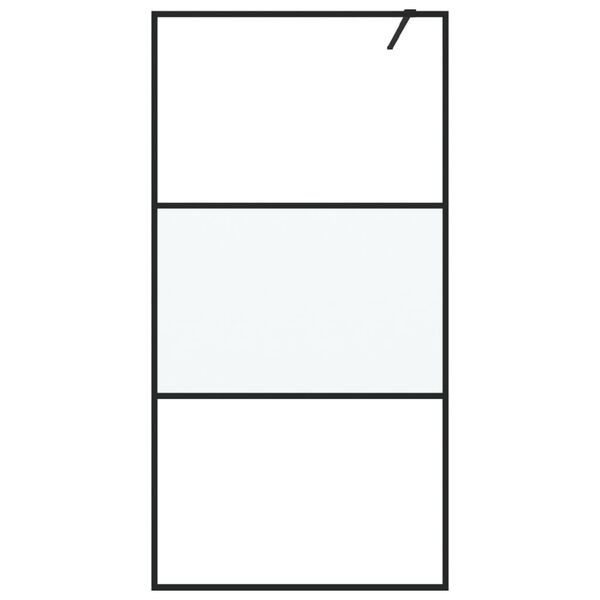 vidaXL Параван за баня черен 100x195 см наполовина матирано ESG стъкло