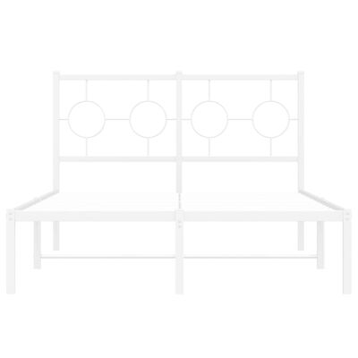 vidaXL Метална рамка за легло с горна табла, бяла, 120x190 см