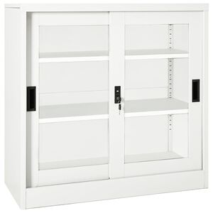 vidaXL Шкаф с плъзгаща врата, бял, 90x40x90 см, стомана