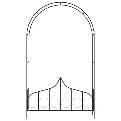 vidaXL Градинска арка с порта, черна, 138x40x238 см, желязо