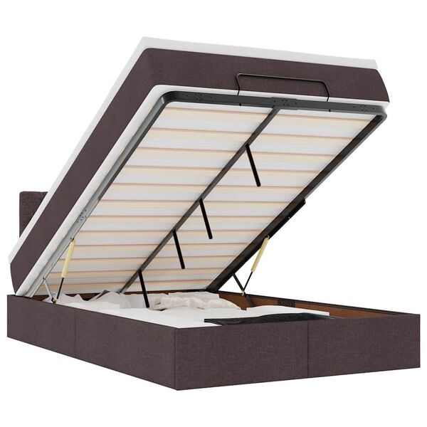 vidaXL Османска легло с матрак и LED, тъмнокафяво, 120x200 см, плат