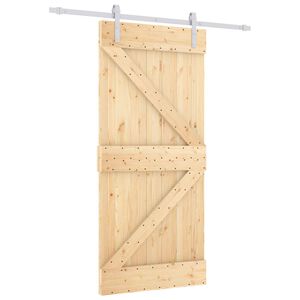 vidaXL Преплъзваща се врата 90 x 210 cm Масивна борова дървесина