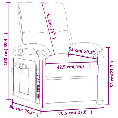 vidaXL Електрически масажен стол, кафяв, текстил