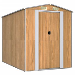 vidaXL Градински навес светлокафяв 192x274x223 см поцинкована стомана