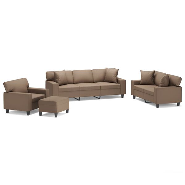 vidaXL Комплект дивани 4 части с възглавници капучино изкуствена кожа