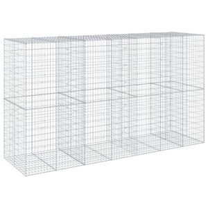vidaXL Габионна кошница с покритие, 350x100x200 см, поцинковано желязо