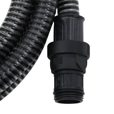 vidaXL Смукателен маркуч с PVC конектори черен 1" 10 м PVC