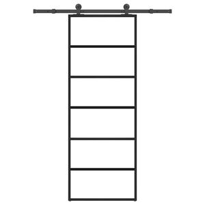 vidaXL Плъзгаща се врата с обков 76x205 см ESG стъкло и алуминий