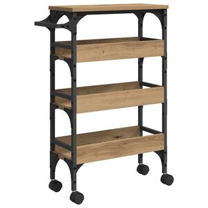 vidaXL Кухненска количка Дъб 53 x 20 x 76 см Инженерна дървесина