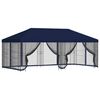 vidaXL Беседка със страници 6 x 3 m Синьо Полиестер и стомана 190 gsm