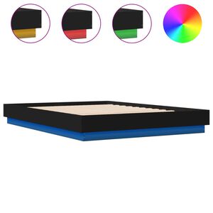 vidaXL Рамка за легло с LED осветление, черна, 150x200 см