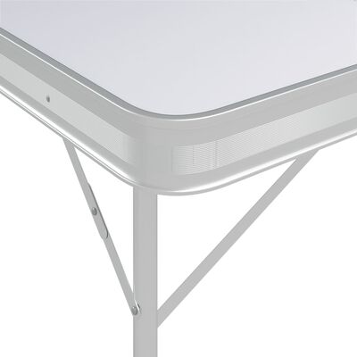 vidaXL Сгъваема къмпинг маса с 2 пейки, алуминий, бяла