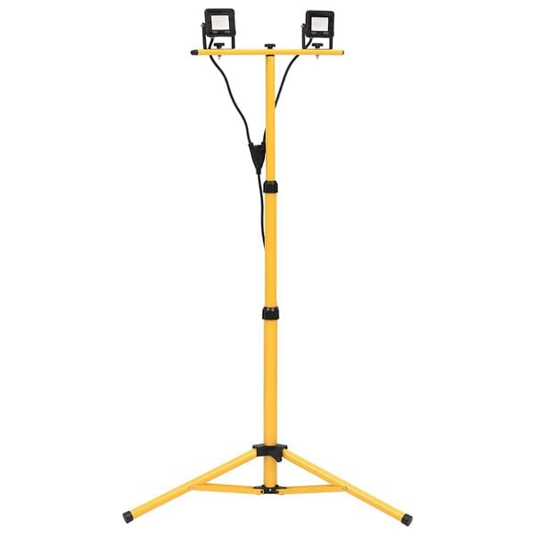 vidaXL LED прожектор със статив, 2x10 W, топло бяло
