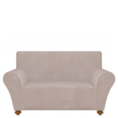 131089 vidaXL Stretch Couch Slipcover Beige Polyester Jersey