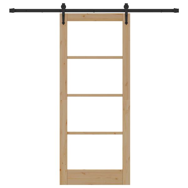 vidaXL Преплъзваща се врата Естествено и черно 83 x 202 см