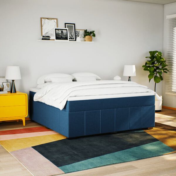 vidaXL Боксспринг легло с матрак, синьо, 180x200 см, плат