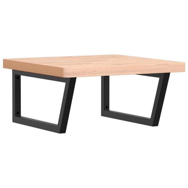 vidaXL Стенен рафт за мивка, стомана и масивно дърво бук