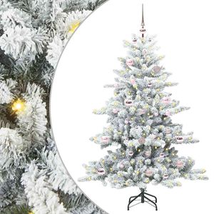 vidaXL Изкуствено коледно дърво с хингед Бяло 150 cm PVC и стомана