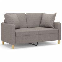 vidaXL 2-местен диван с декоративни възглавници таупе 120 см плат
