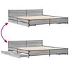 vidaXL Рамка за легло с чекмеджета, сив сонома, 200x200 см