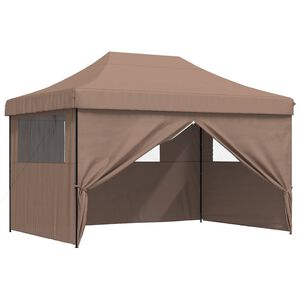 vidaXL Парти шатър 279 x 410 x 315 см Кафяво Оксфордска тъкан
