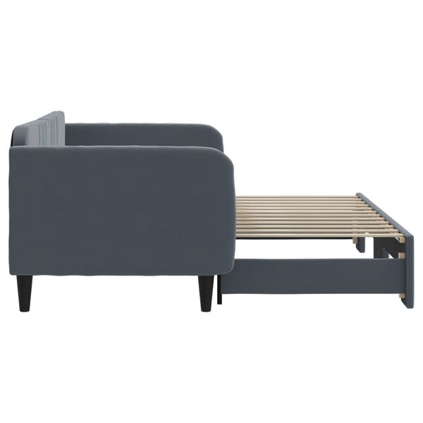 vidaXL Канапе с изтеглящо легло тъмносива 90x200 см кадифе