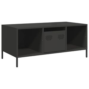vidaXL Маса за кафе, черна, 101,5x50x43,5 см, студеновалцувана стомана