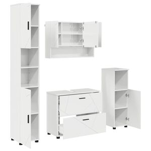 vidaXL Комплект мебели за баня 4 бр. Лъскаво бяло 35 x 30 x 192 см
