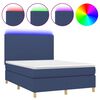 vidaXL Боксспринг легло с матрак и LED, синьо, 140x200 см, плат