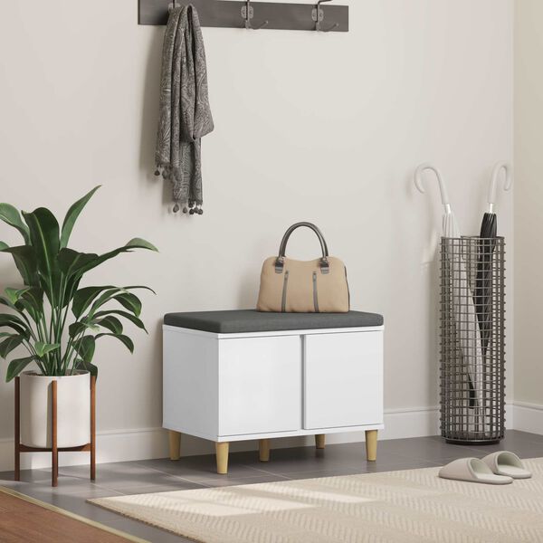 vidaXL Пейка за коридор Бял 60 x 38 x 46 см Композитно дърво и текстил