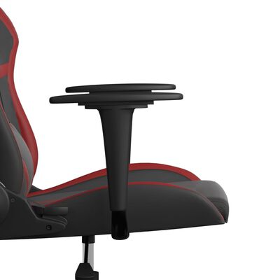 vidaXL Масажен гейминг стол, черно и виненочервено, изкуствена кожа