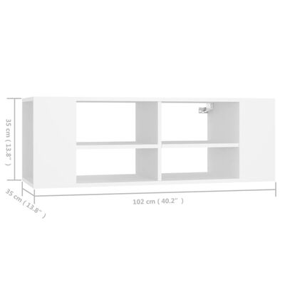 vidaXL ТВ шкаф за стенен монтаж, бял, 102x35x35 см, ПДЧ