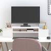 vidaXL Поставка за монитор, бяла, 70x27,5x15 см, бор масив