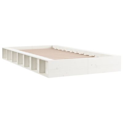 vidaXL Рамка за легло, бяло, 100x200 см, масивно дърво