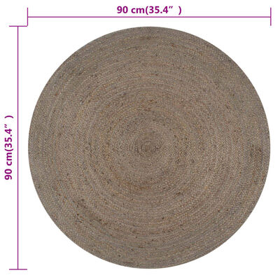 vidaXL Ръчно тъкан килим от юта, кръгъл, 90 см, сив