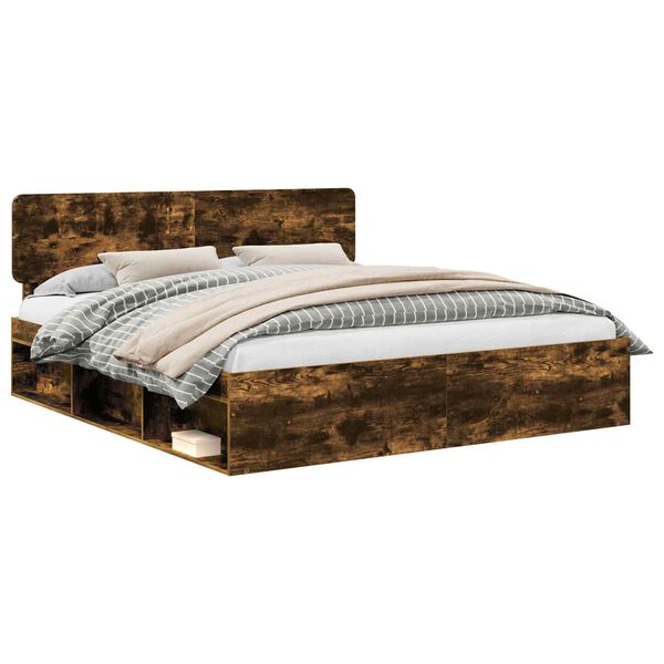 vidaXL Рамка за легло Димян дъб 180 x 200 cm Солидно борово дърво