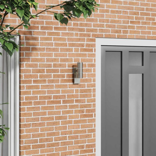 vidaXL Външна стенна лампа Сребрист 7 x 10 x 22 см Неръждаема стомана