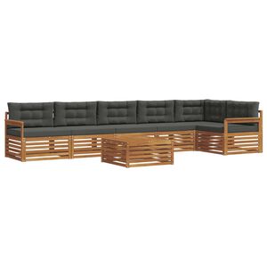 vidaXL Комплект дивани за открито 7 pcs Натурален и Антрацит