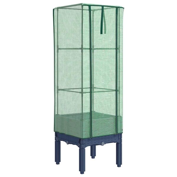 vidaXL Повдигнато легло с оранжерия калъф, ратанов вид, 40x40x140 см