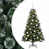 vidaXL Изкуствена коледна елха с топки 120 см 150 LED светодиода