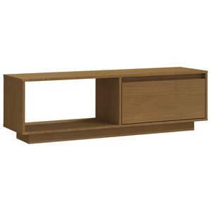 vidaXL ТВ шкаф, меденокафяв, 110x30x33,5 см, борово дърво масив