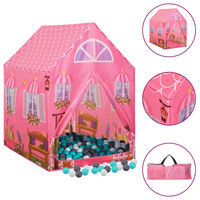 vidaXL Детска палатка за игра с 250 топки розова 69x94x104 см
