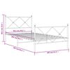 vidaXL Метална рамка за легло с горна и долна табла, бяла, 100x200 см